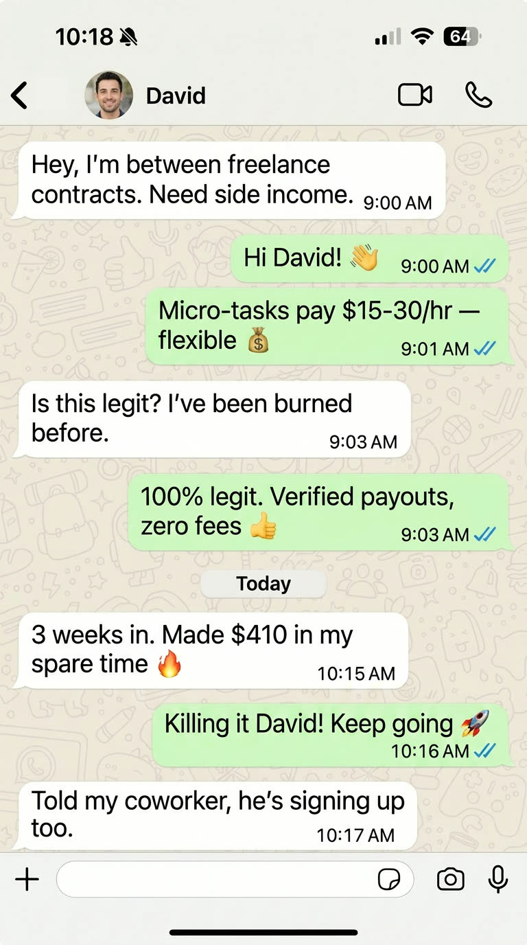 David testimonial chat screenshot